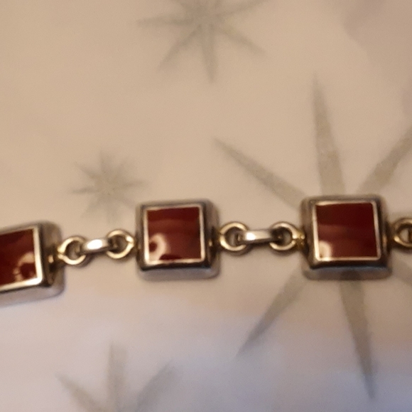 925 solid silver 8" bracele with red jasper stones - Picture 2 of 5